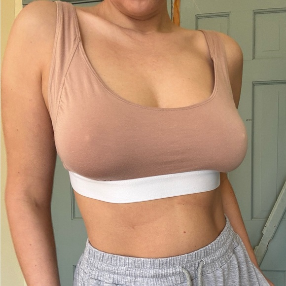 Lunya Well Rounded Bra Bralette Soft Modal Cotton Tan Beige Size Medium - Picture 2 of 11